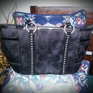Used COACH Metallic Signature Studded Tote 